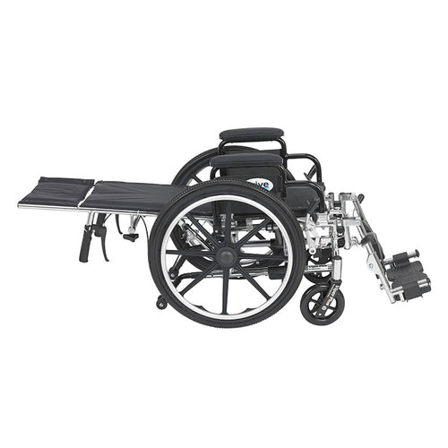 Drive Medical PL414RBDDA Viper Plus Light Weight Reclining Wheelchair with Elevating Leg Rests and Flip Back Detachable Arms, 14" Seat